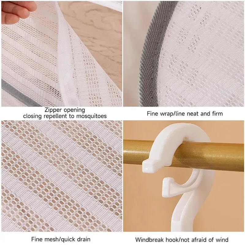 3 Tier Foldable Mesh Hanging Dryer for Clothes Herbs Fruits Flowers Vegetables and Fish