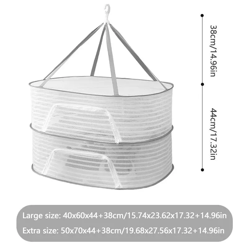 3 Tier Foldable Mesh Hanging Dryer for Clothes Herbs Fruits Flowers Vegetables and Fish