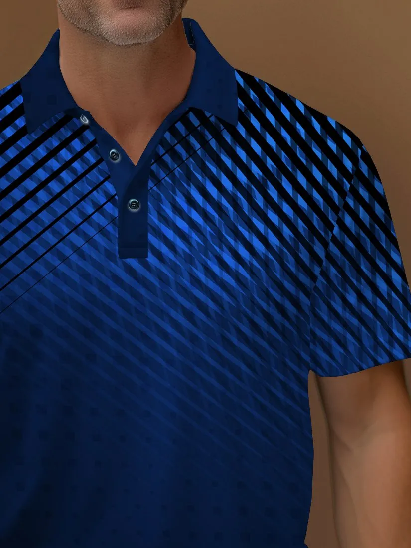 Alohadaddy Vintage Gradient Texture Polo Shirt Stretch Comfortable Camping Pullover Polo Shirt Big Tall