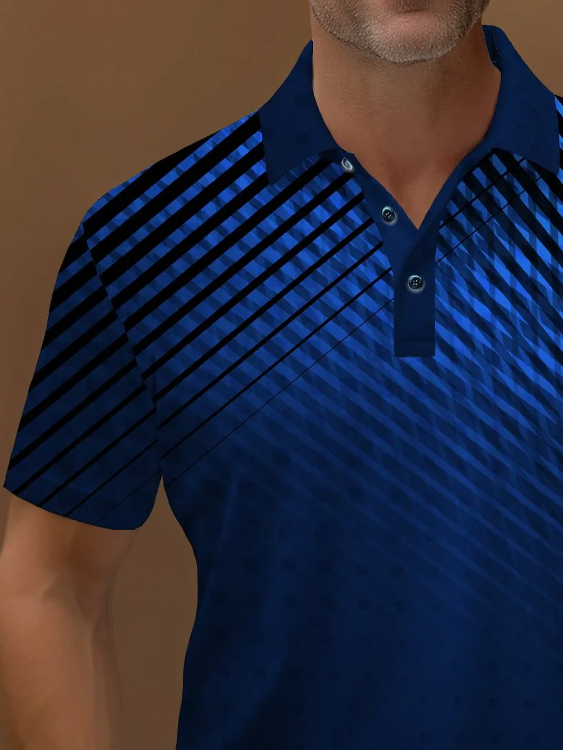 Alohadaddy Vintage Gradient Texture Polo Shirt Stretch Comfortable Camping Pullover Polo Shirt Big Tall