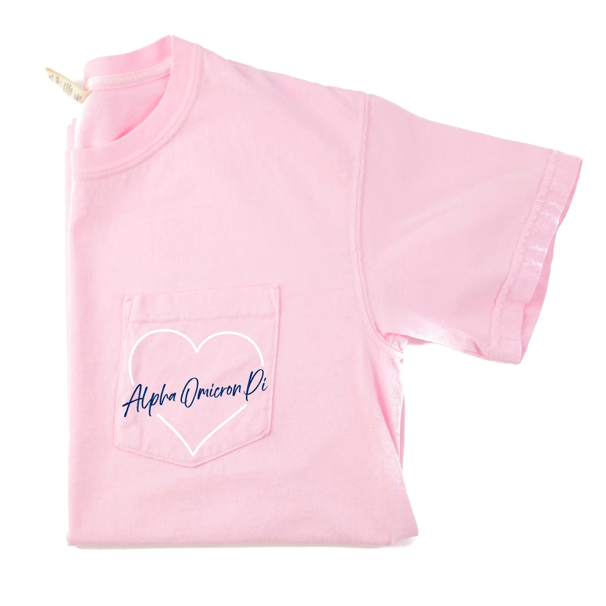 Alpha Omicron Pi Heart Pocket T-Shirt - Blossom