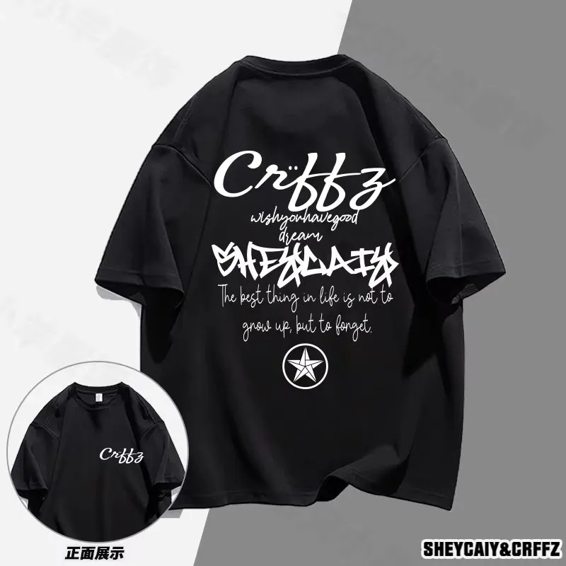 American New Style Pure Cotton Short Sleeved Men T-Shirts Women Loose and Versatile Ins Trendy Couple Tops and T-Shirts Bape