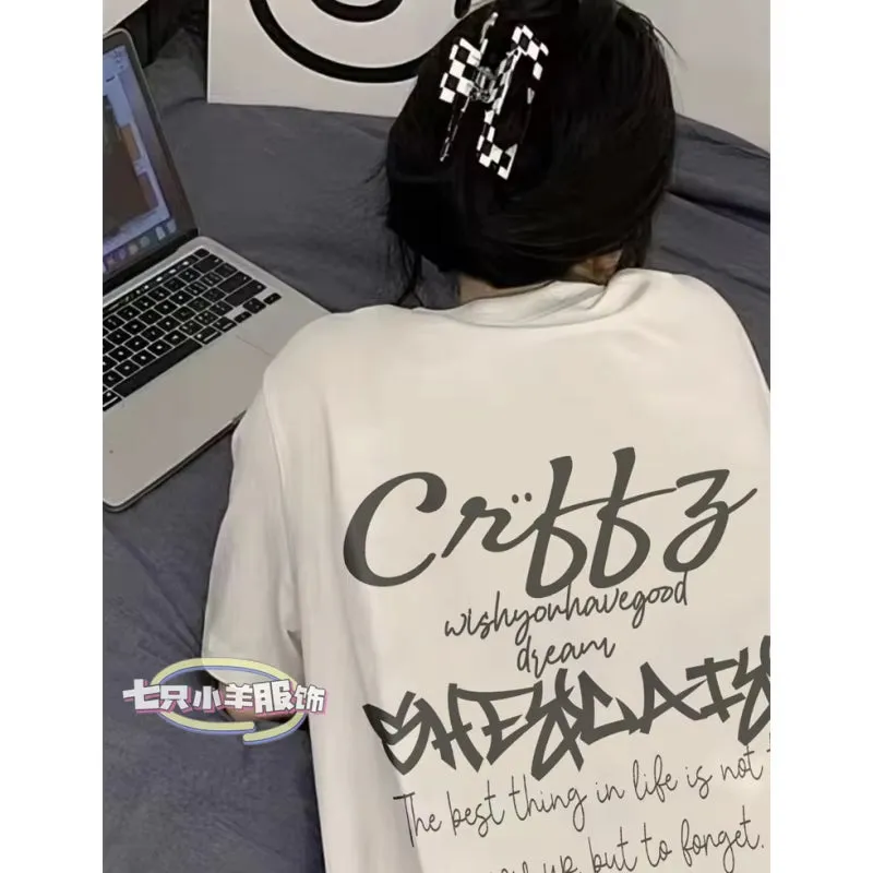 American New Style Pure Cotton Short Sleeved Men T-Shirts Women Loose and Versatile Ins Trendy Couple Tops and T-Shirts Bape