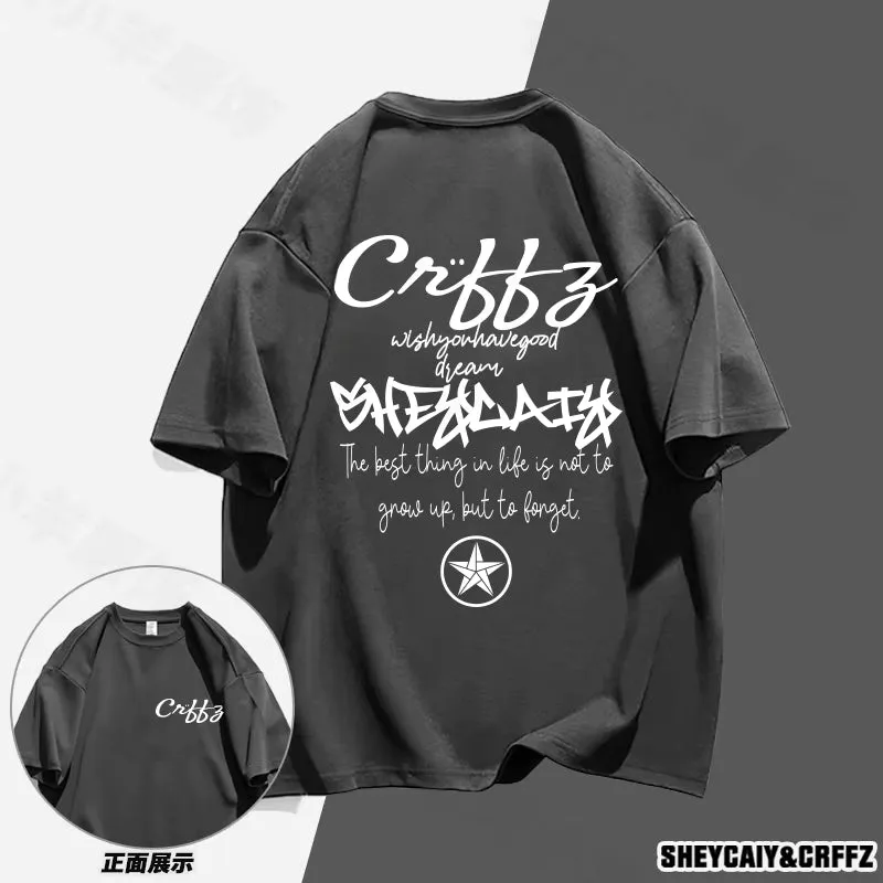 American New Style Pure Cotton Short Sleeved Men T-Shirts Women Loose and Versatile Ins Trendy Couple Tops and T-Shirts Bape