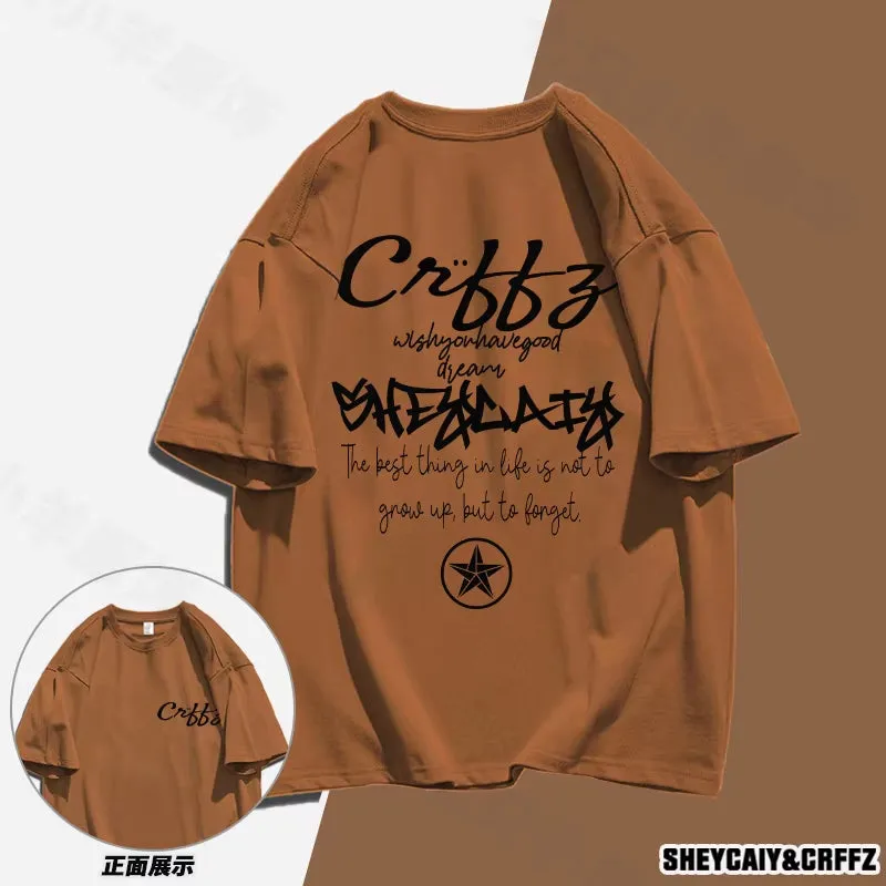 American New Style Pure Cotton Short Sleeved Men T-Shirts Women Loose and Versatile Ins Trendy Couple Tops and T-Shirts Bape