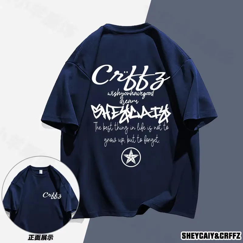 American New Style Pure Cotton Short Sleeved Men T-Shirts Women Loose and Versatile Ins Trendy Couple Tops and T-Shirts Bape