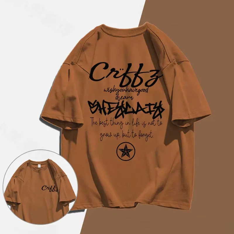 American New Style Pure Cotton Short Sleeved Men T-Shirts Women Loose and Versatile Ins Trendy Couple Tops and T-Shirts Bape