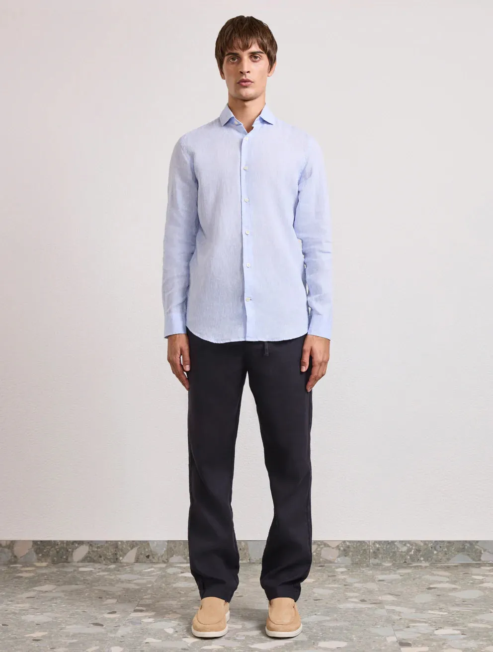 Antonio Linen Shirt L/S  - Baby-Blue