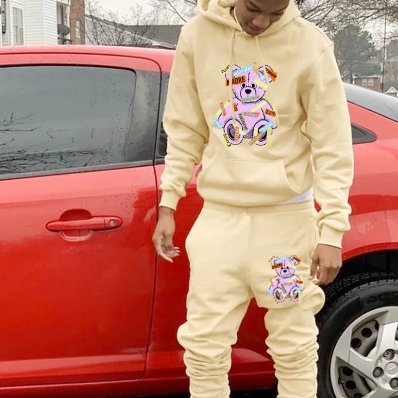 Aule Cartoon Bear Hoodie Set
