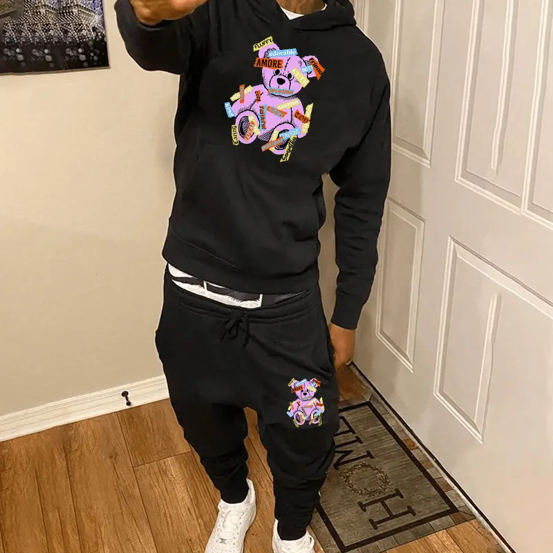 Aule Cartoon Bear Hoodie Set