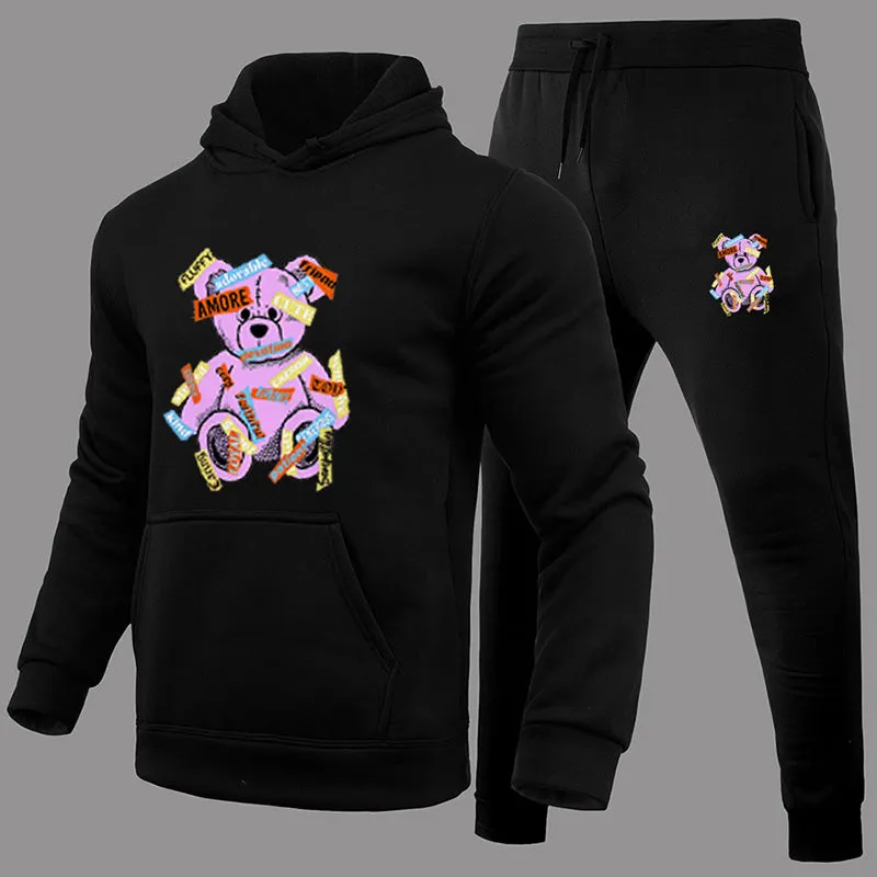 Aule Cartoon Bear Hoodie Set
