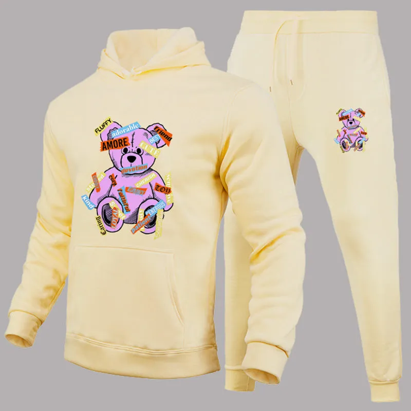 Aule Cartoon Bear Hoodie Set