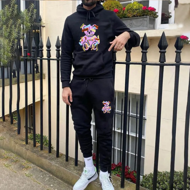 Aule Cartoon Bear Hoodie Set