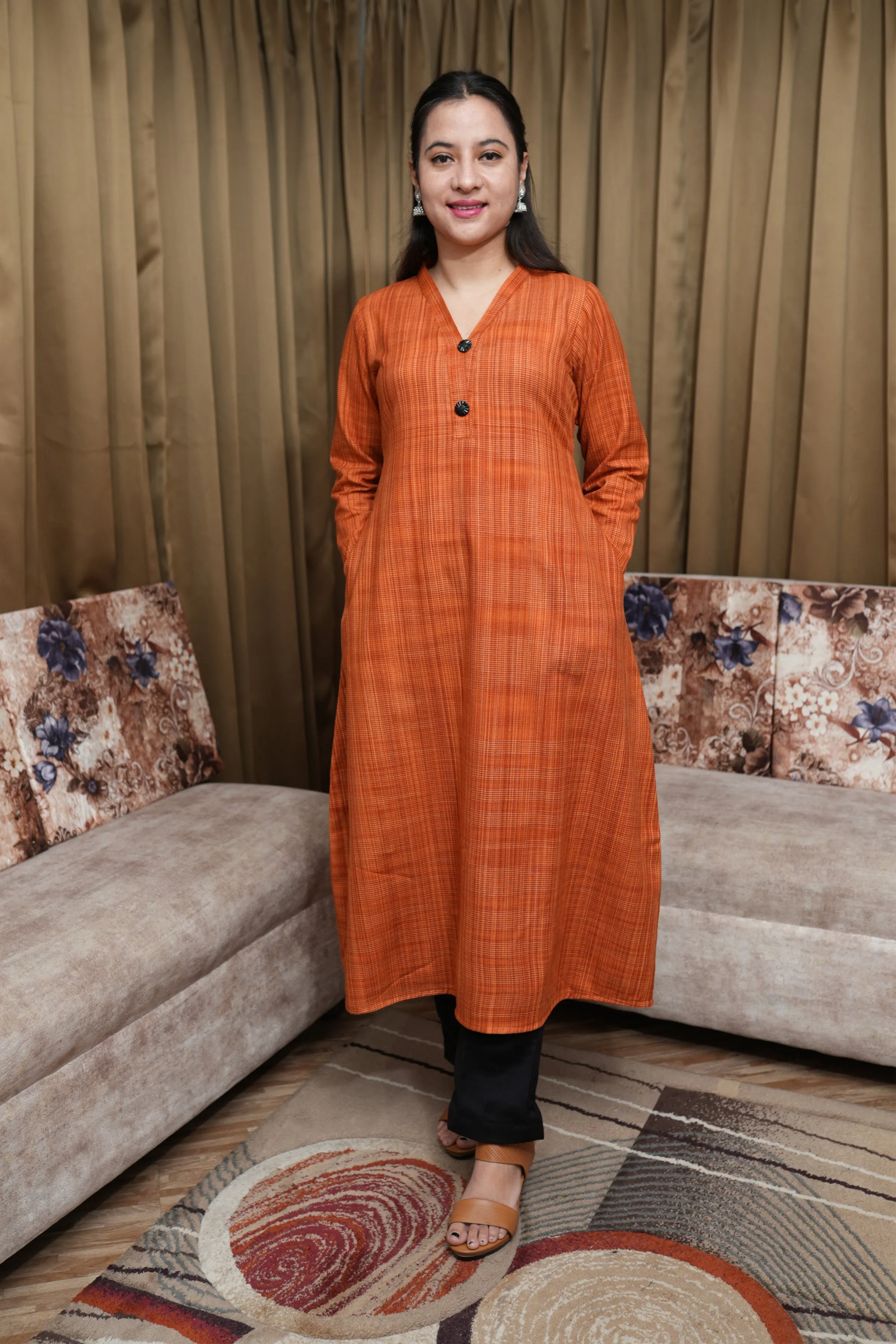 Autumn Rust Woollen Kurta Set