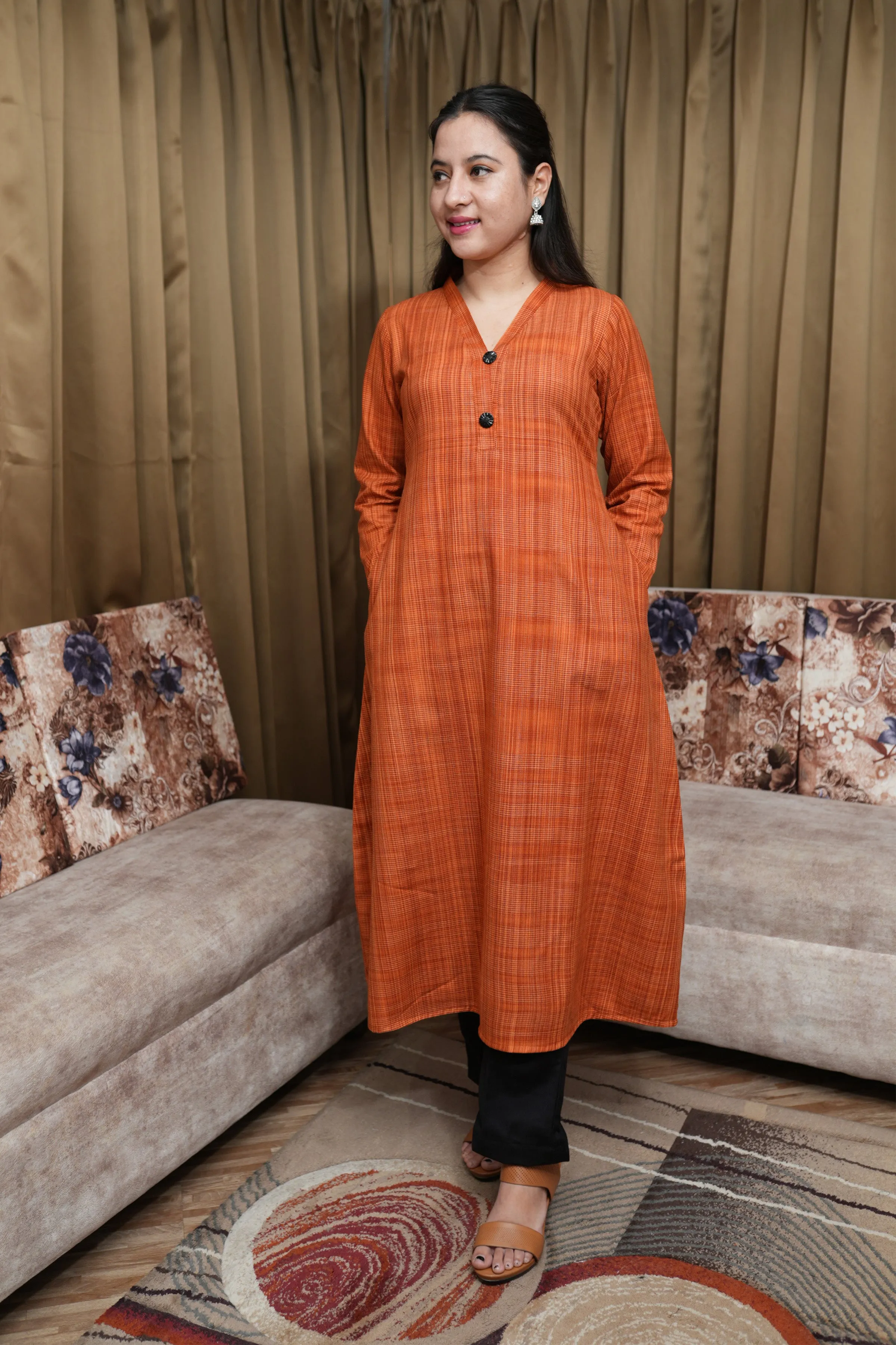 Autumn Rust Woollen Kurta Set