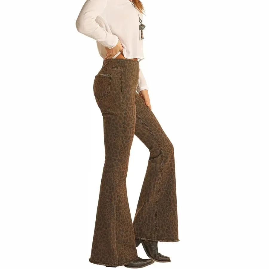 Bargain Bell High Rise Flare Leopard Print Pants