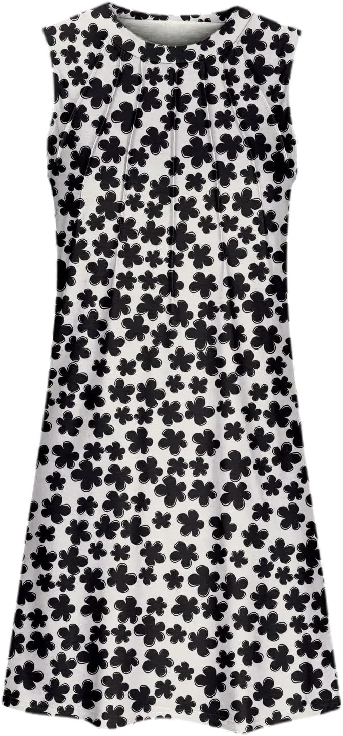 Beach Dresses for Women Casual Scoop Neck Sleeveless Midi Dress Plus Size Summer Boho Graphic Sundresses