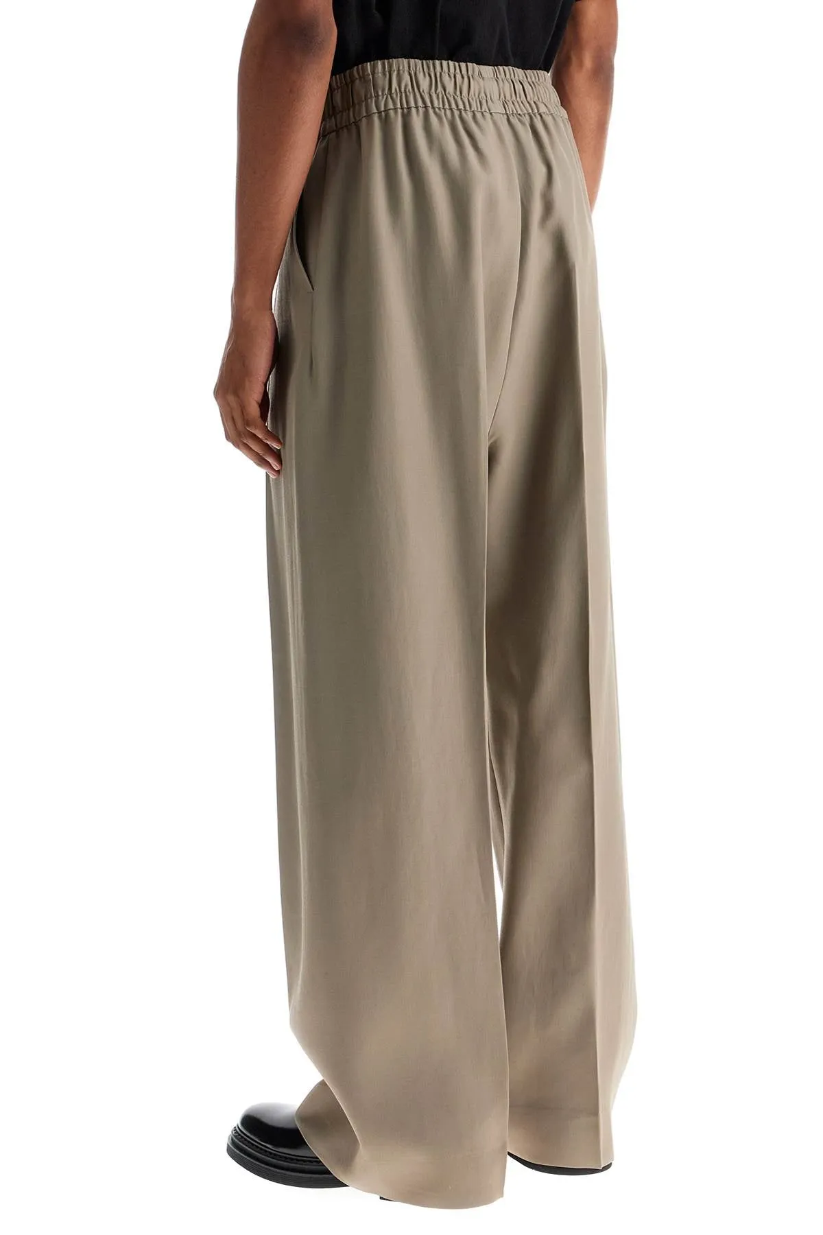 beige wide leg pants in virgin wool and viscose FGE240 407WVS DUSTY BEIGE