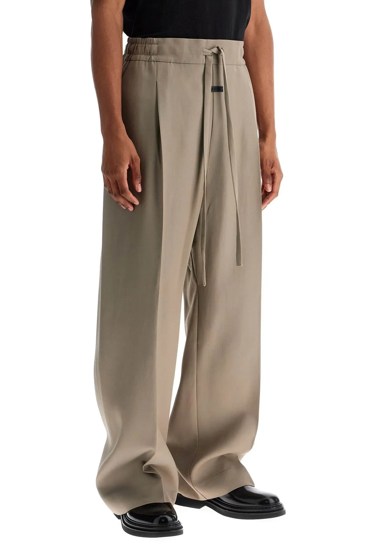 beige wide leg pants in virgin wool and viscose FGE240 407WVS DUSTY BEIGE