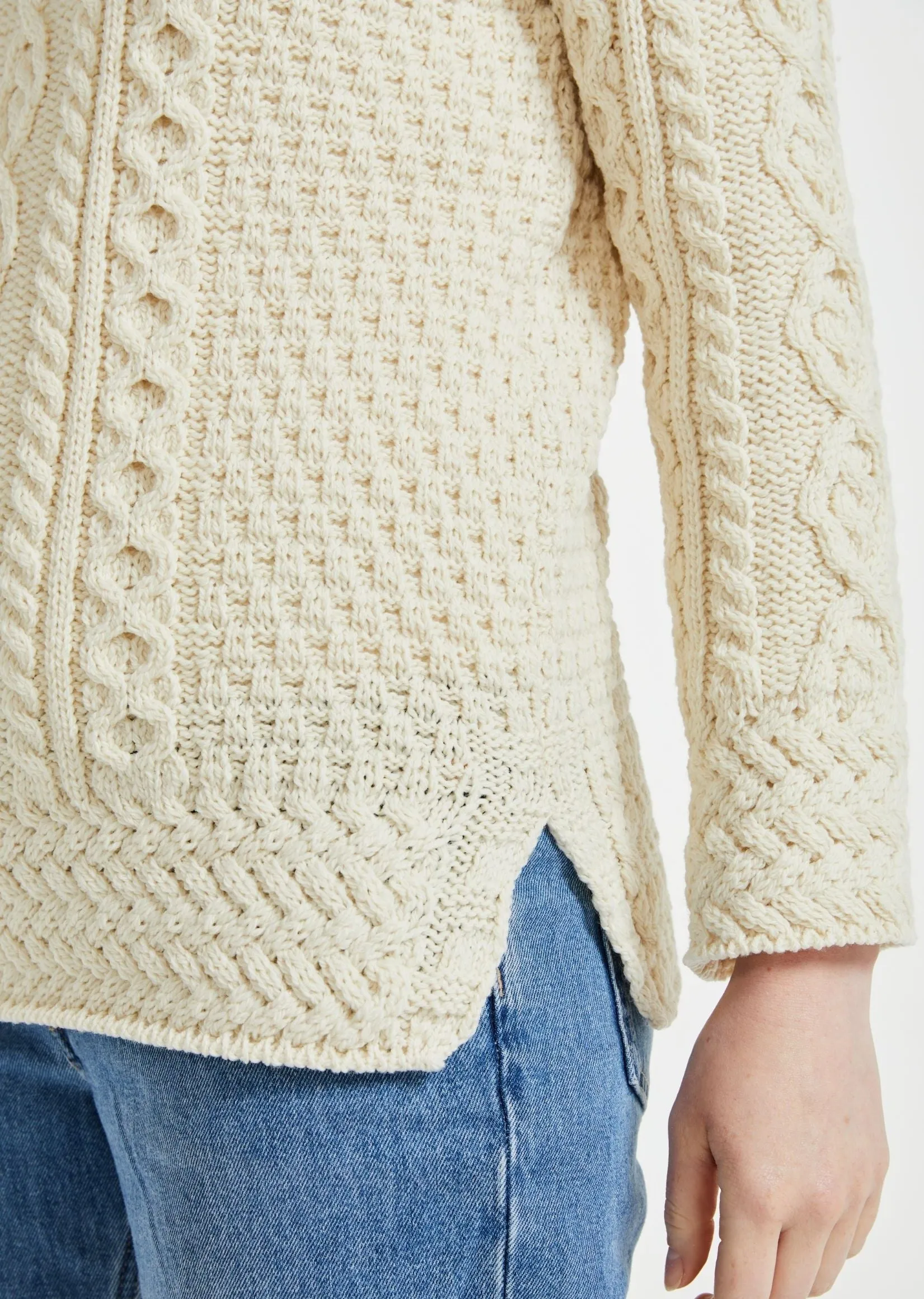 Belcare Ladies Aran Roll Neck Sweater | Natural
