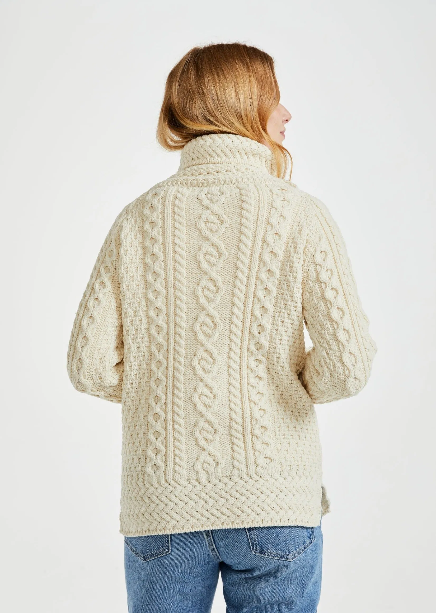 Belcare Ladies Aran Roll Neck Sweater | Natural