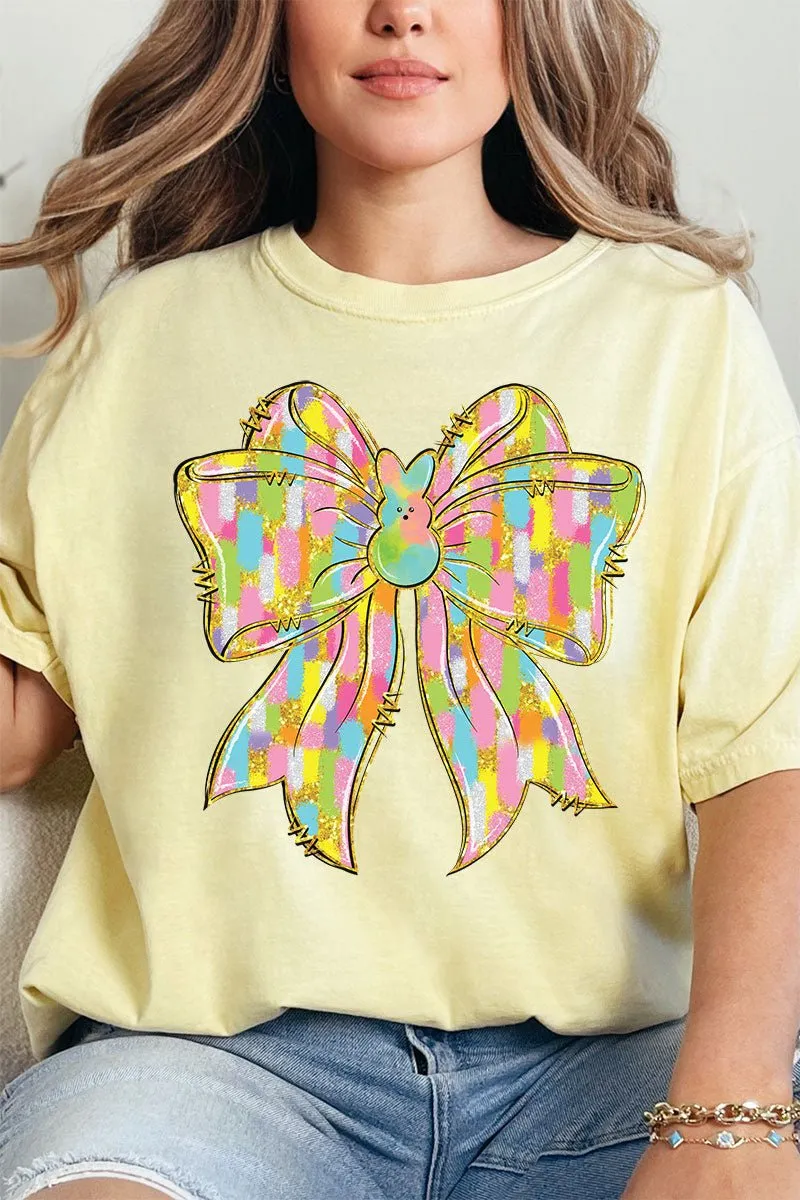 Brushed Peep Coquette Bow Comfort Colors Adult Ring-Spun Cotton Tee