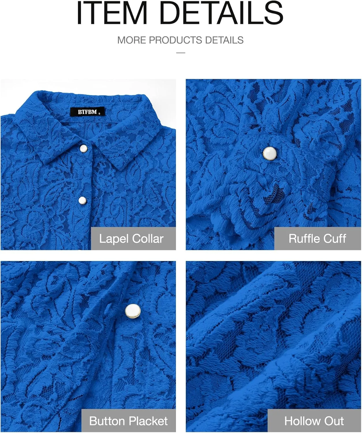 BTFBM Long Sleeve Lace Blouses for Women 2025 Spring Dressy Casual Button Down Shirts Date Night Outfit Club Party Tops