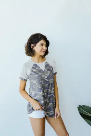 Can't Beat Camo Raglan Top
