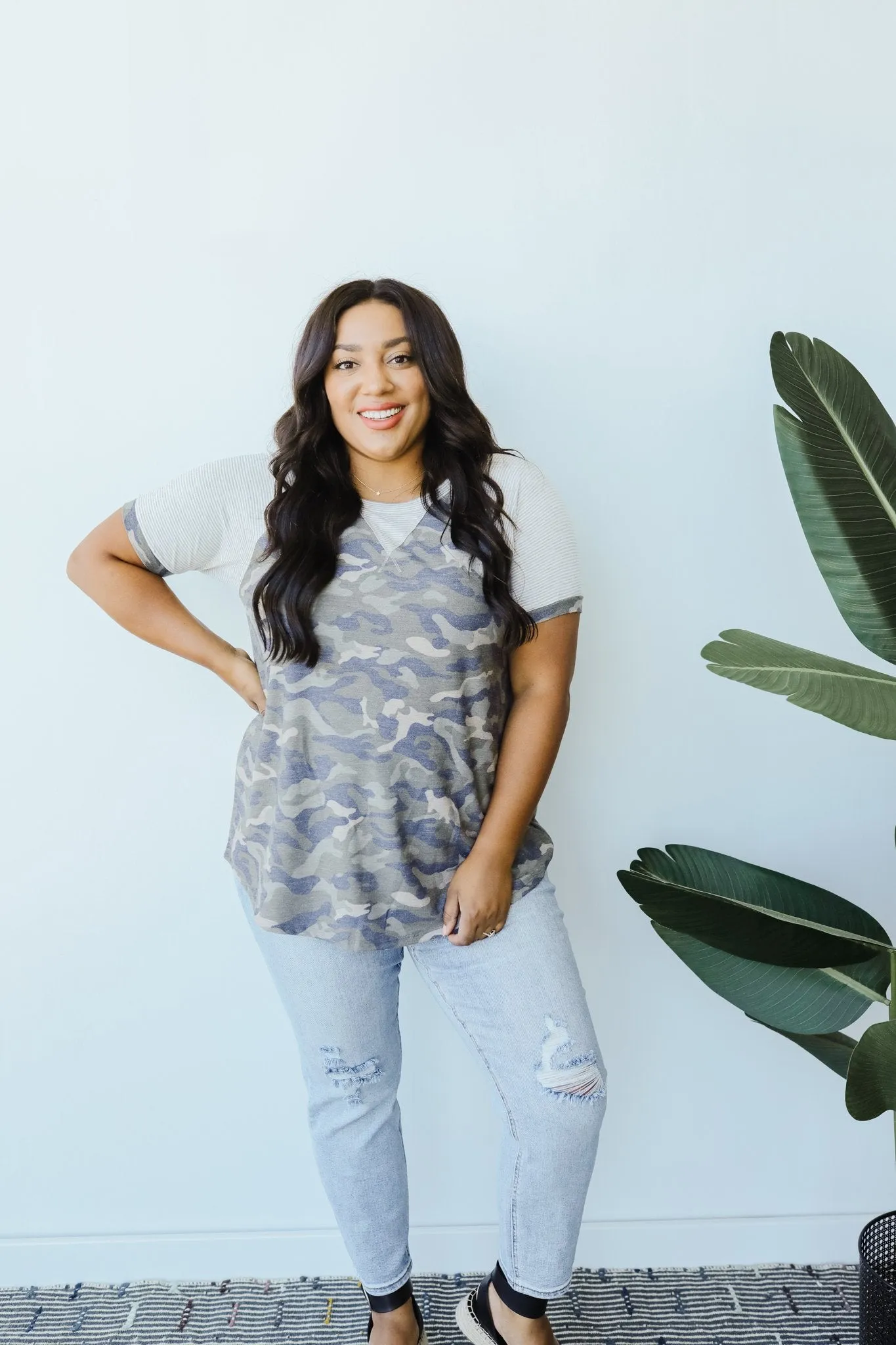 Can't Beat Camo Raglan Top
