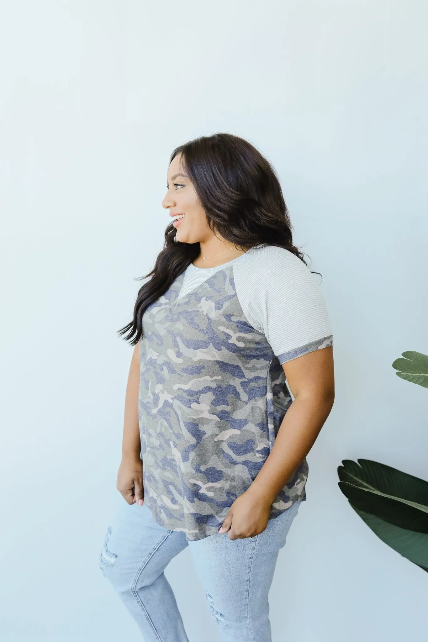 Can't Beat Camo Raglan Top