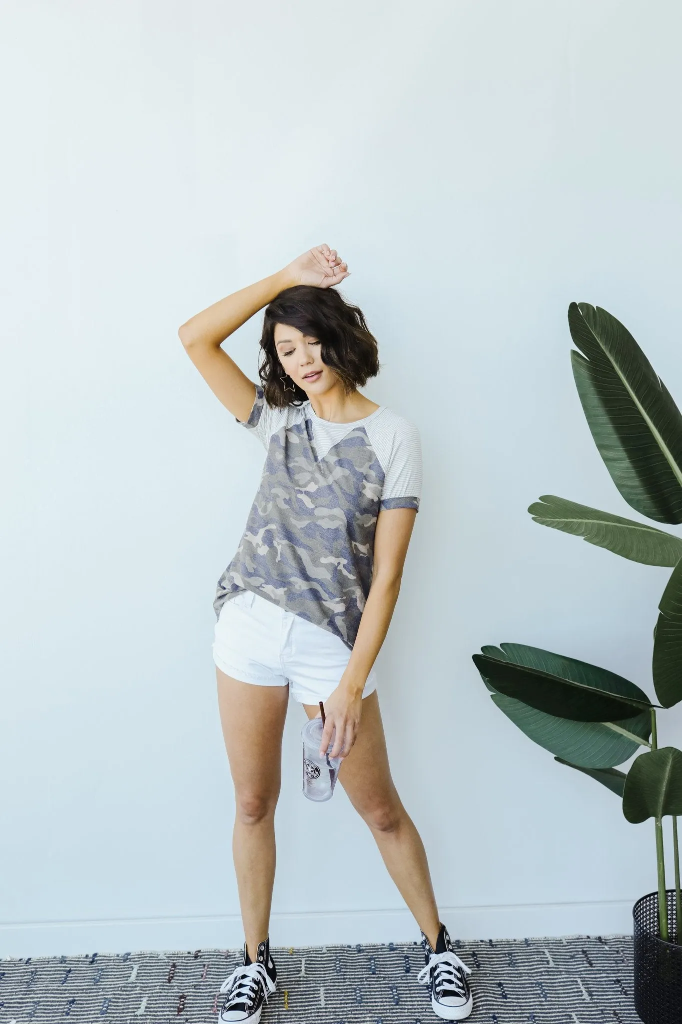 Can't Beat Camo Raglan Top