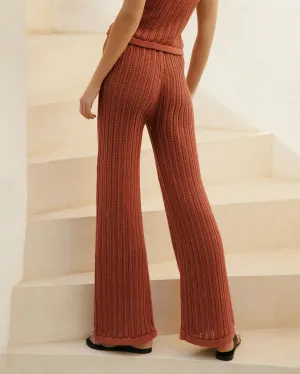 Cotton Crochet Lipari Trousers - M01ZC - Rust