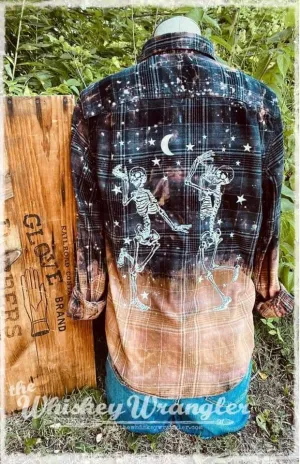 Custom Made Halloween Skeeleton dancing flannel shirts-SALE