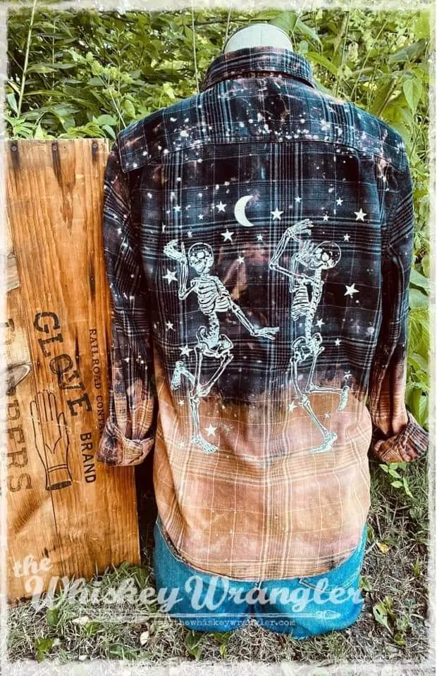 Custom Made Halloween Skeeleton dancing flannel shirts-SALE