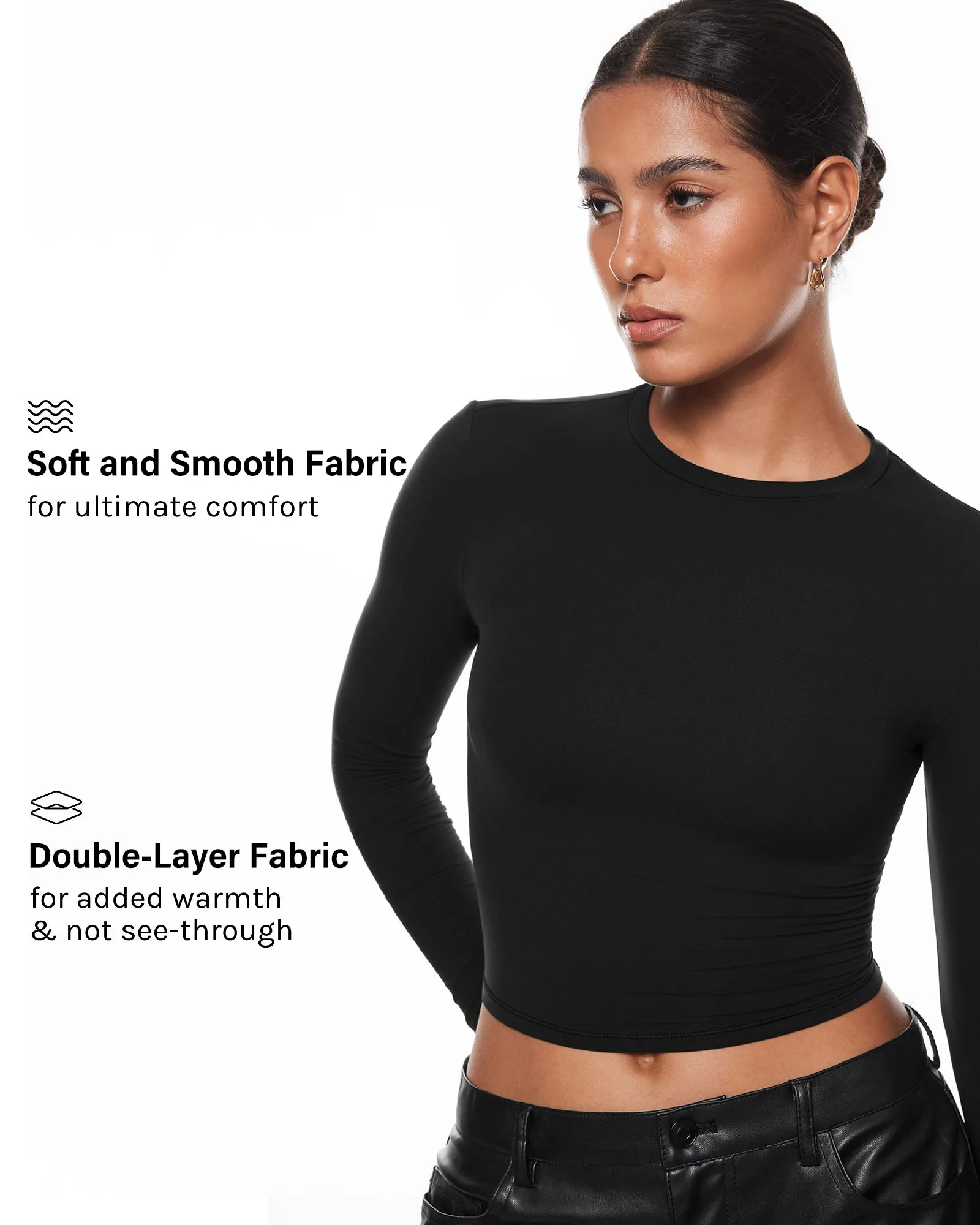 Double Lined Long Sleeve Crop Top