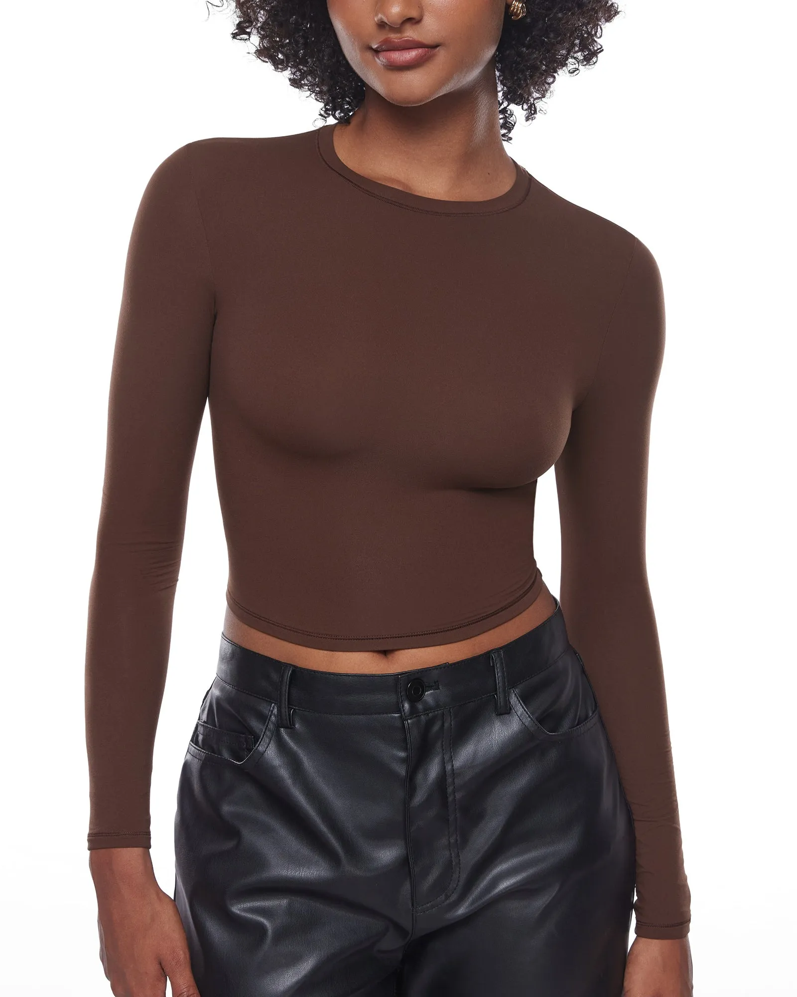Double Lined Long Sleeve Crop Top