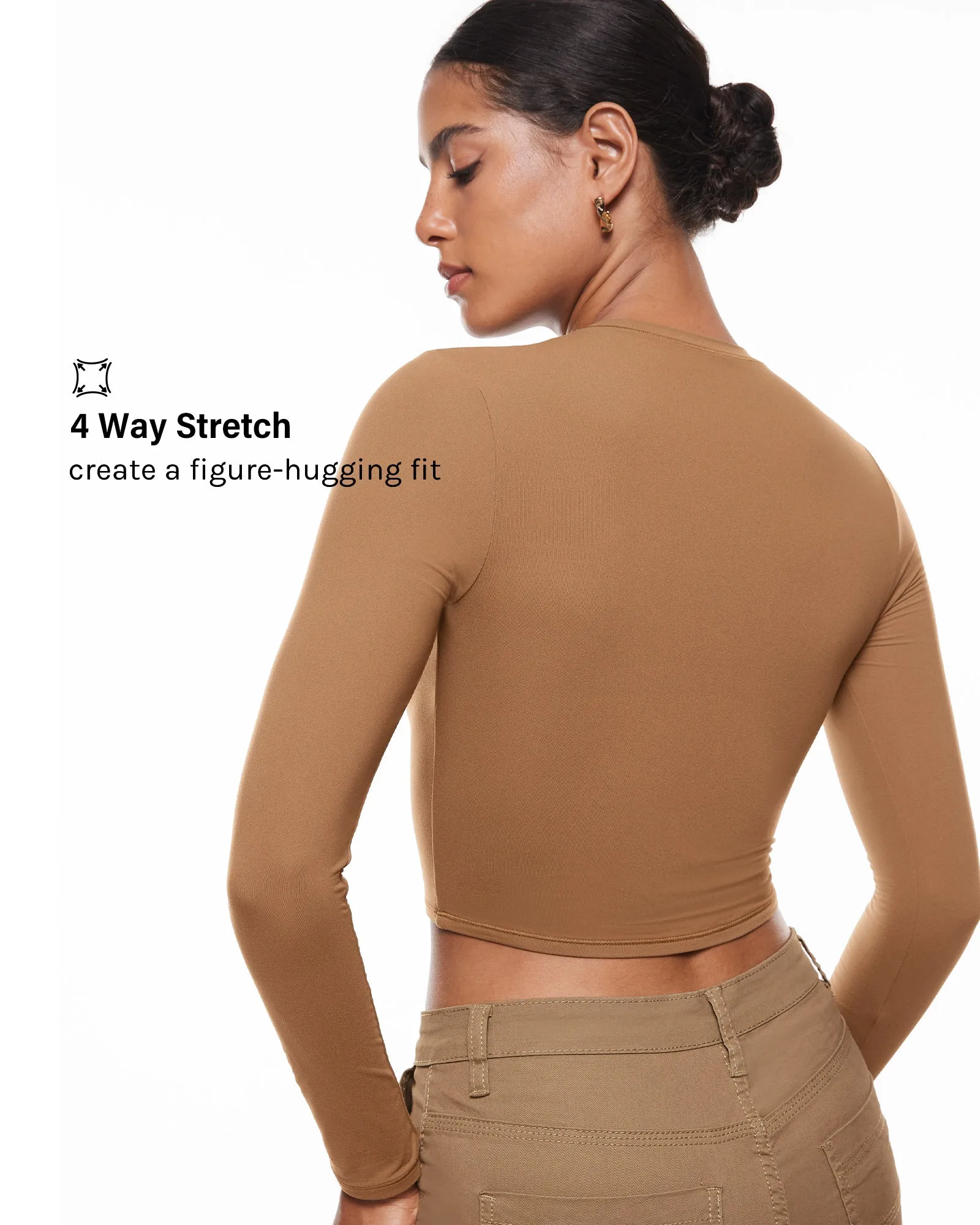 Double Lined Long Sleeve Crop Top