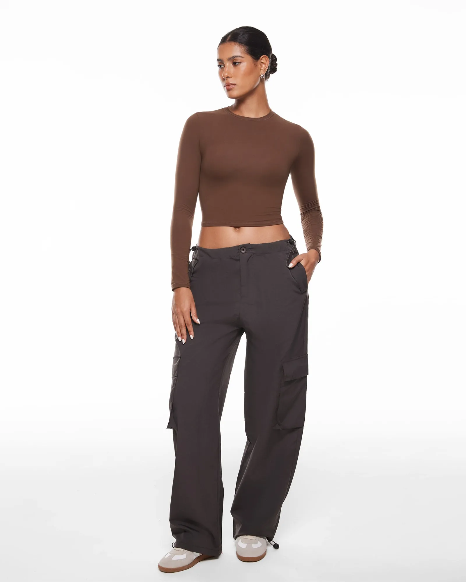Double Lined Long Sleeve Crop Top