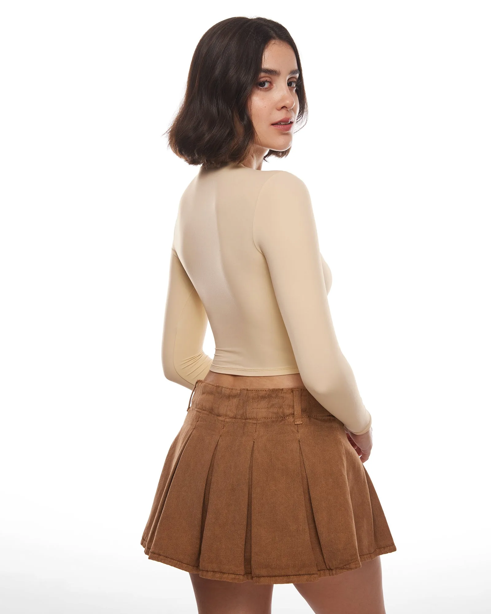 Double Lined Long Sleeve Crop Top