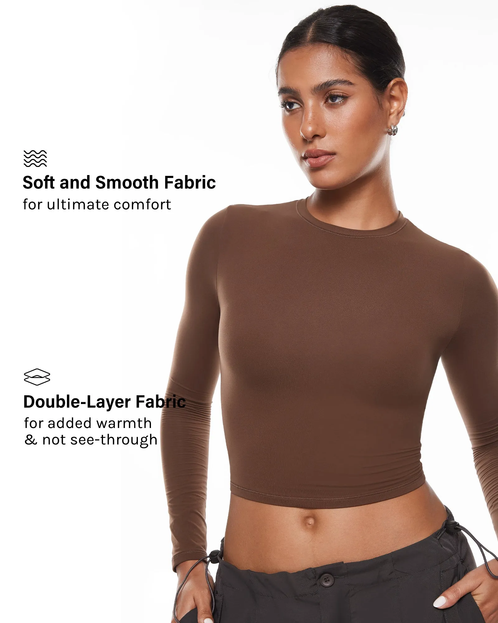 Double Lined Long Sleeve Crop Top