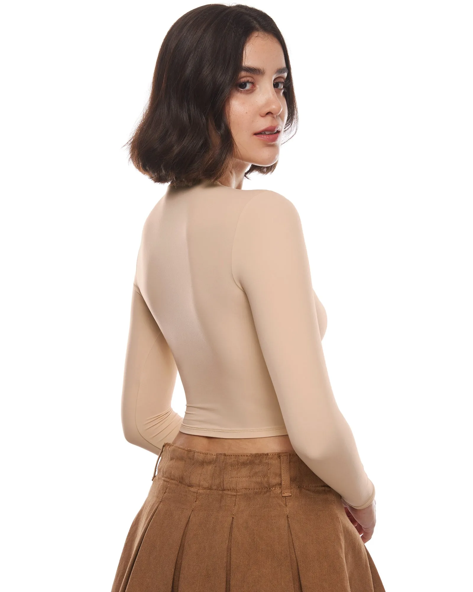 Double Lined Long Sleeve Crop Top