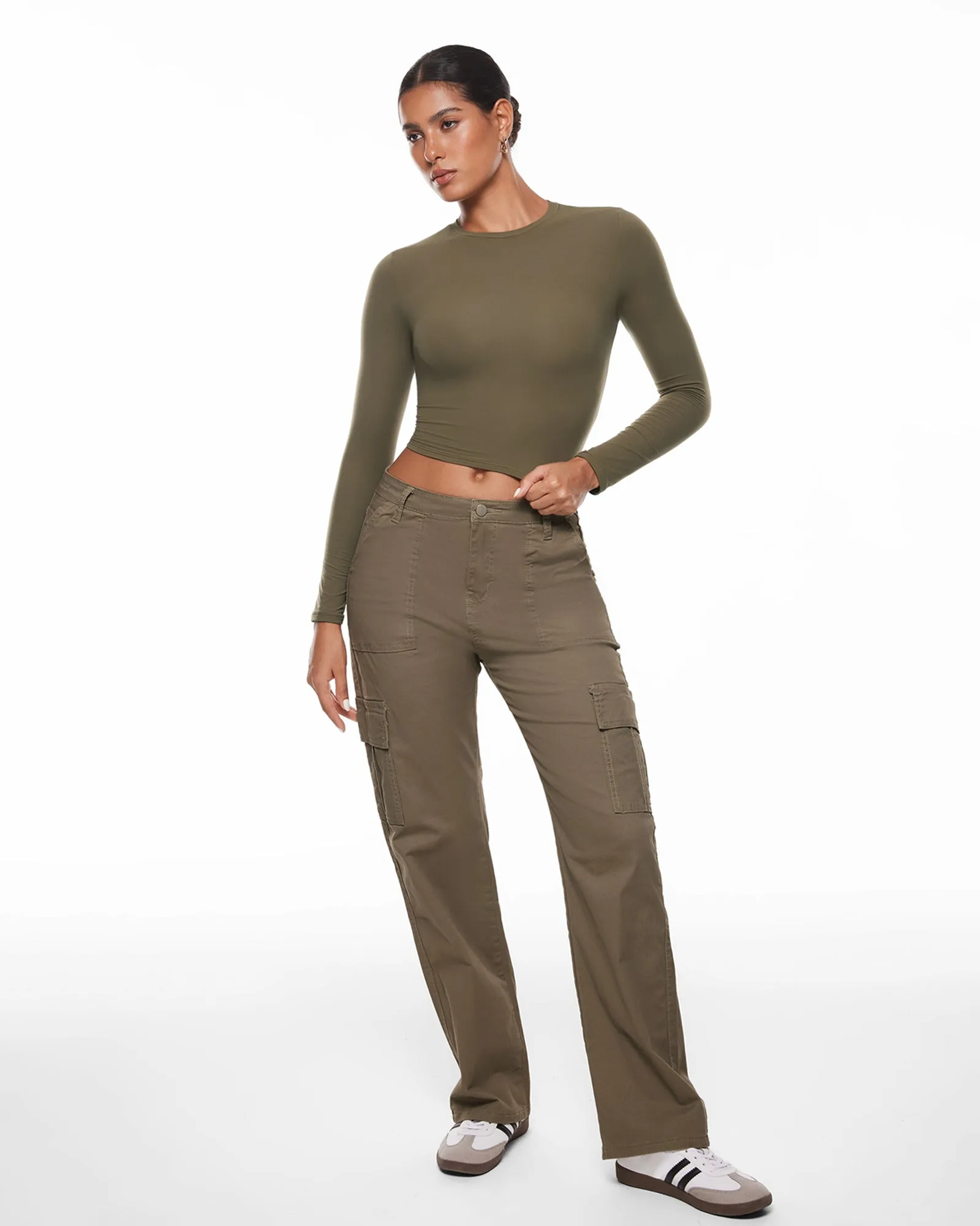 Double Lined Long Sleeve Crop Top