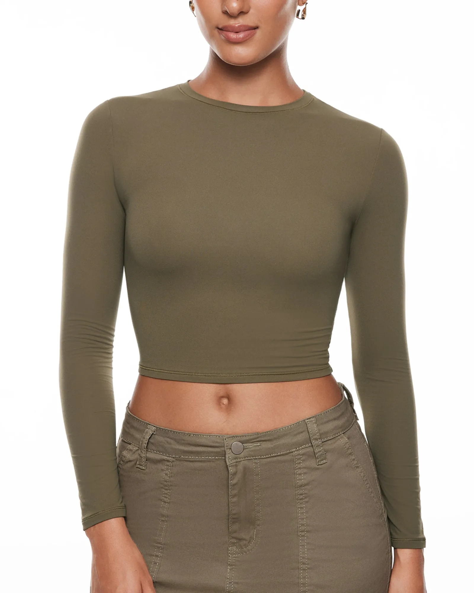 Double Lined Long Sleeve Crop Top