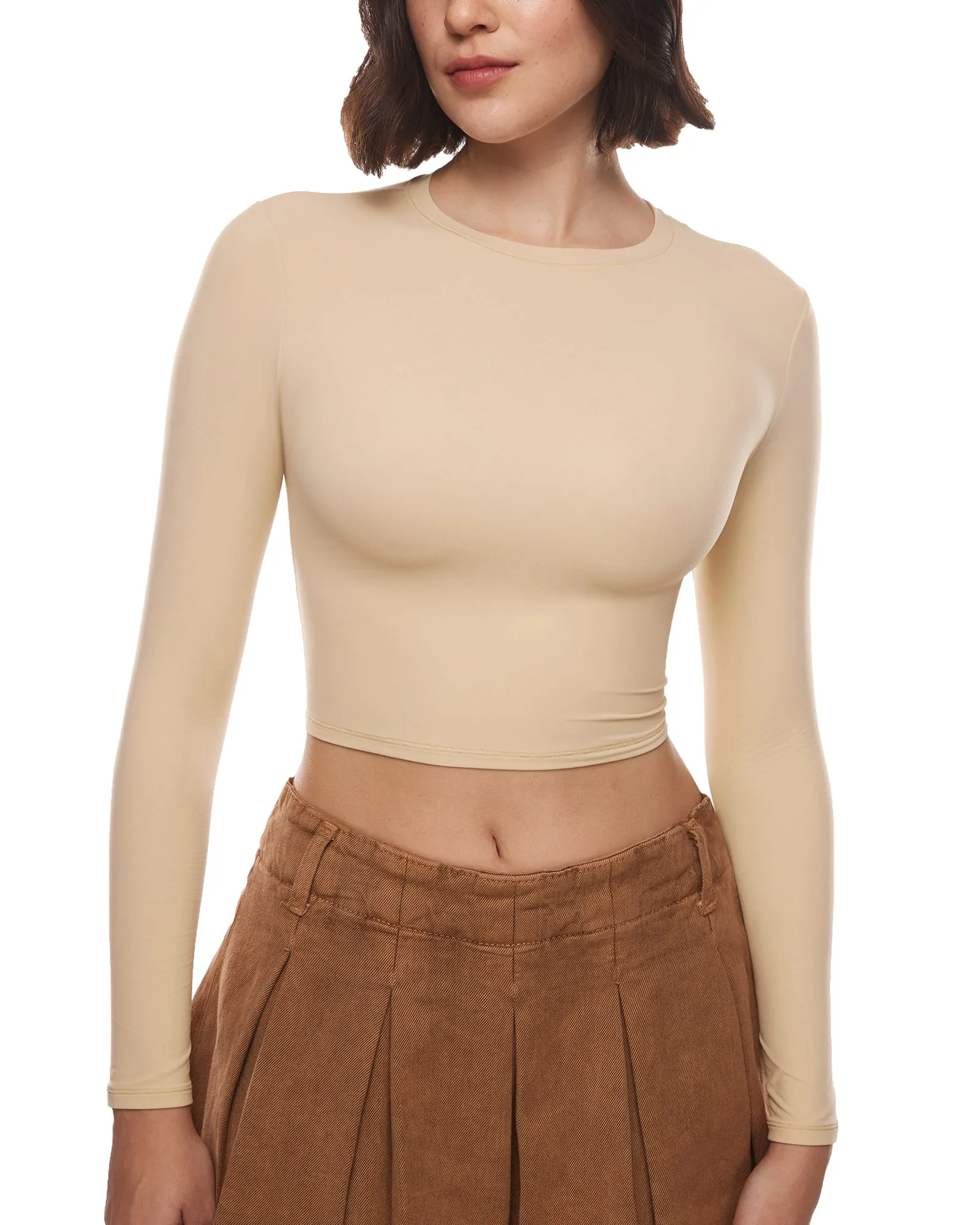 Double Lined Long Sleeve Crop Top