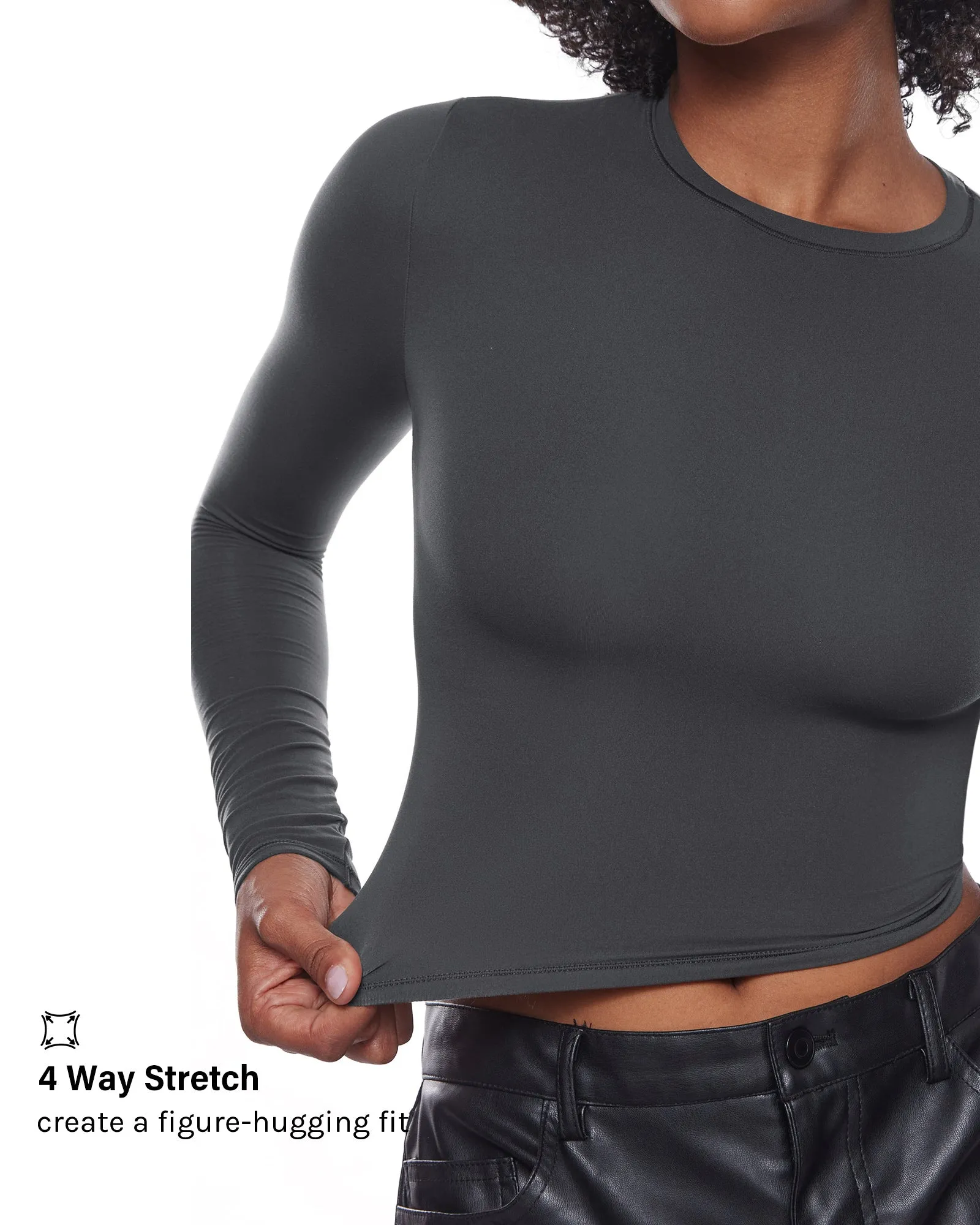 Double Lined Long Sleeve Crop Top