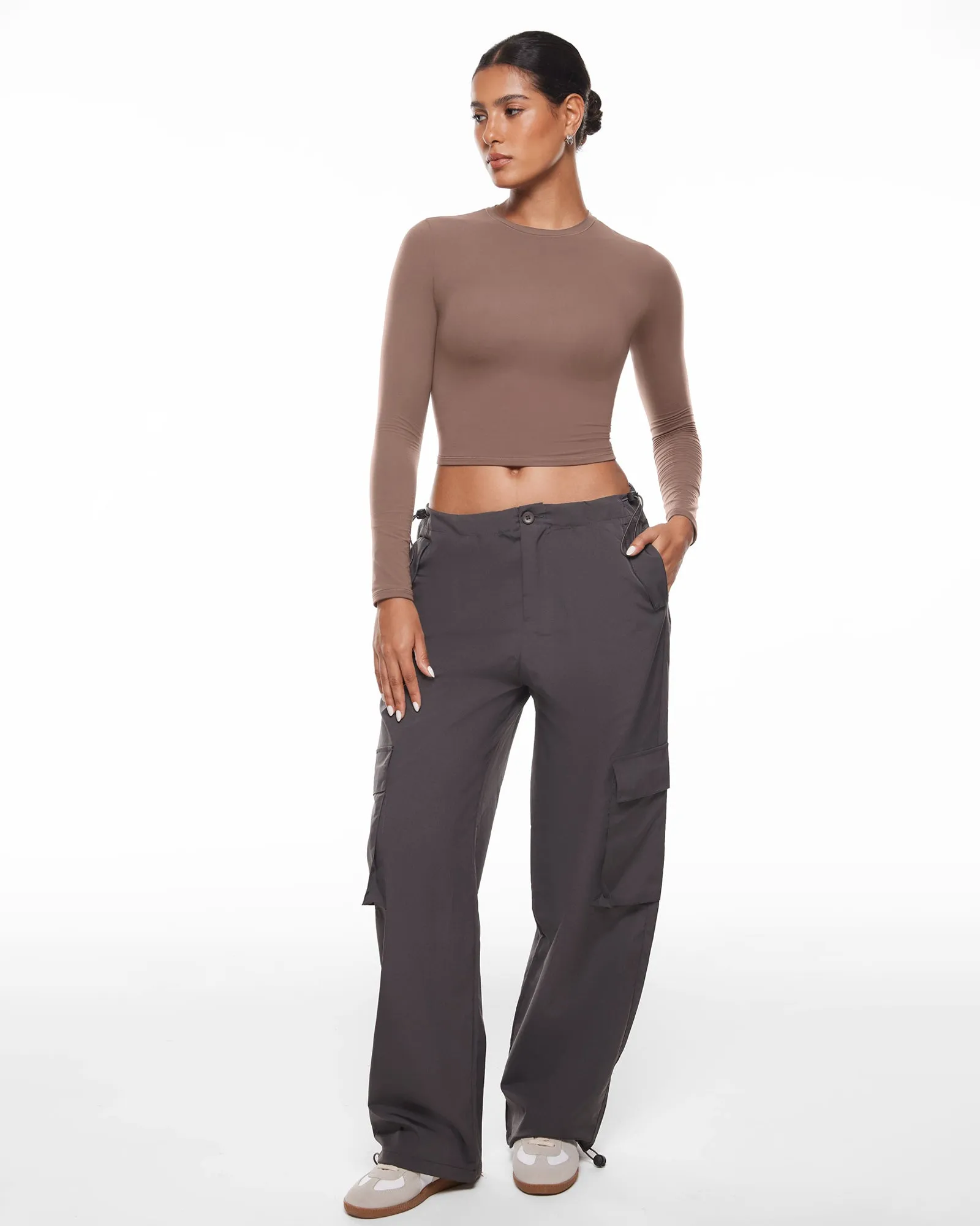 Double Lined Long Sleeve Crop Top