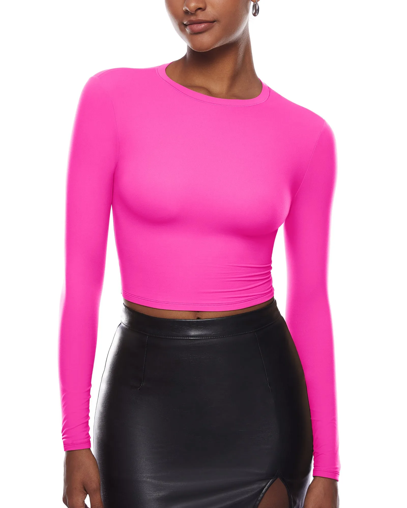 Double Lined Long Sleeve Crop Top