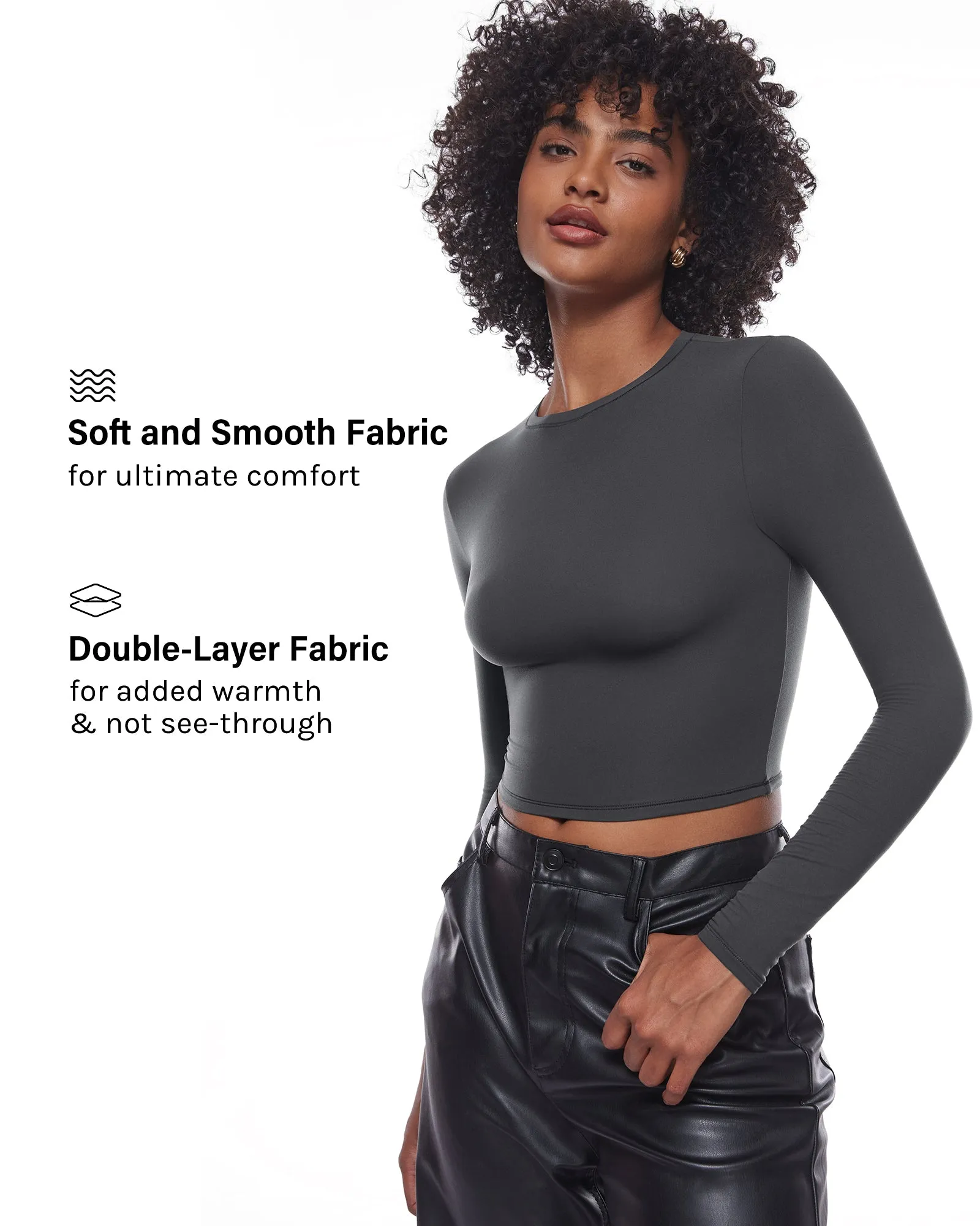 Double Lined Long Sleeve Crop Top