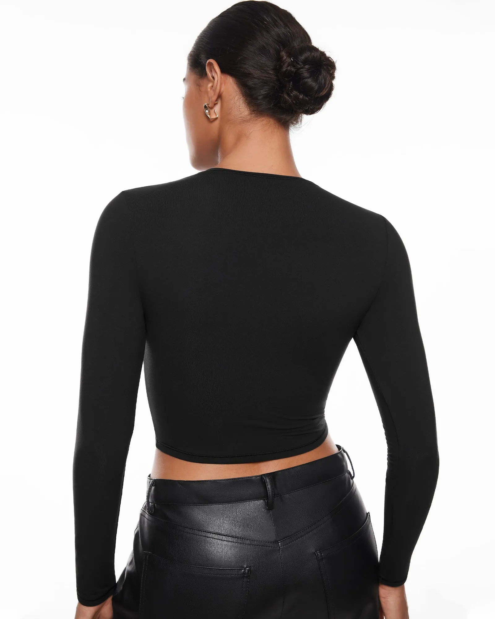 Double Lined Long Sleeve Crop Top
