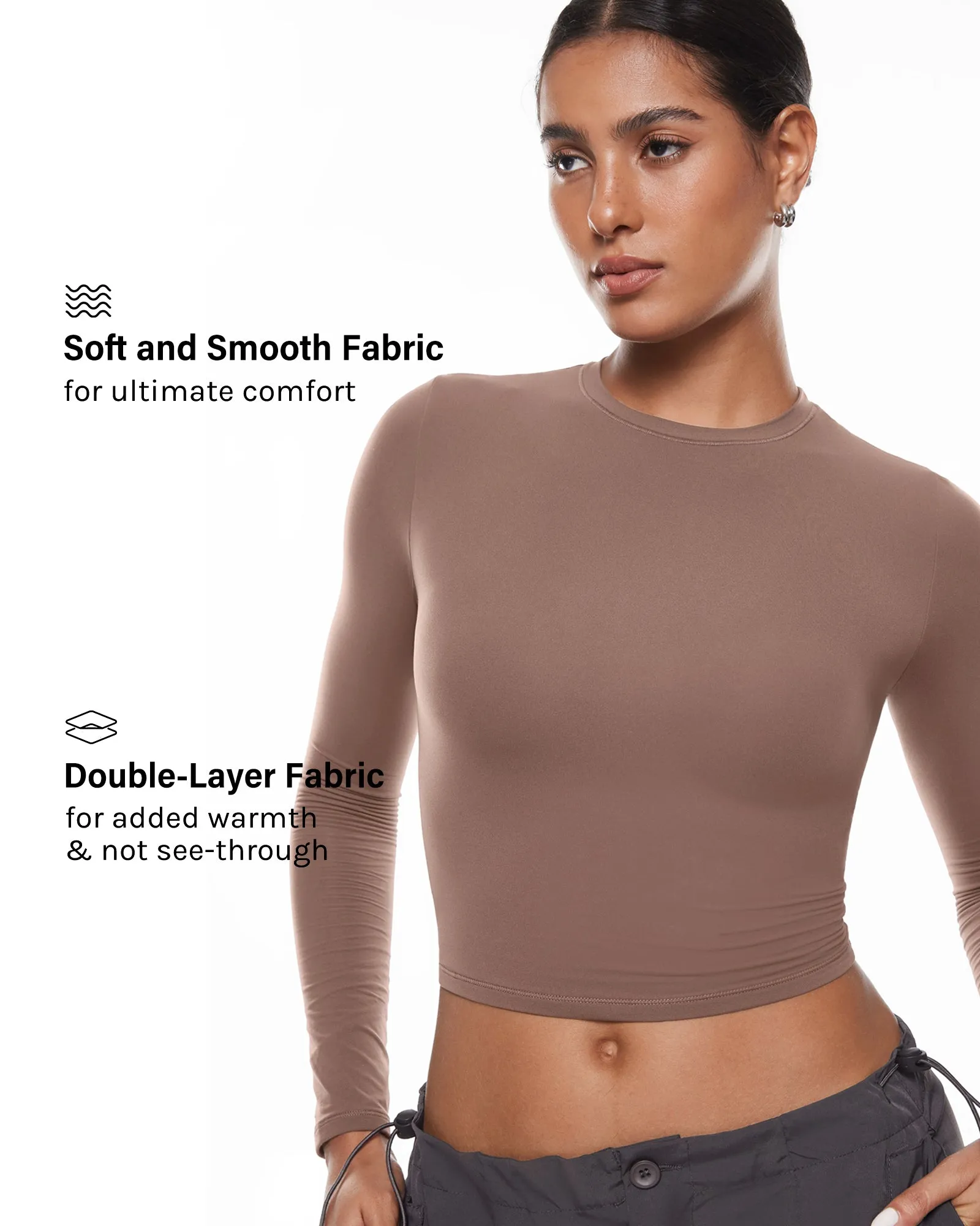 Double Lined Long Sleeve Crop Top